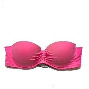 Victoria’s Secret Bikini Top 34B Women’s Pink Strapless Black Strap Back Swim